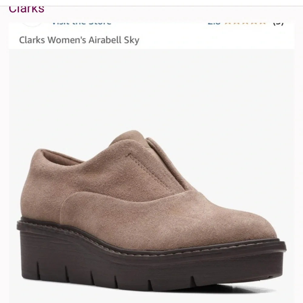 Clarks airabell real suede leather tan  slippers flats new in box 6.5 m